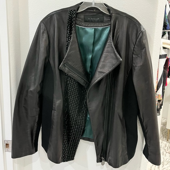 Elie Tahari Weave Pattern Leather Jacked - Picture 2 of 8